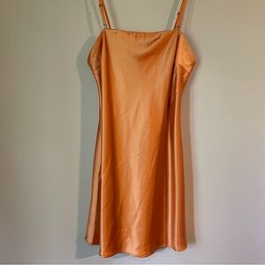 Sleek Orange Satin Slip Dress